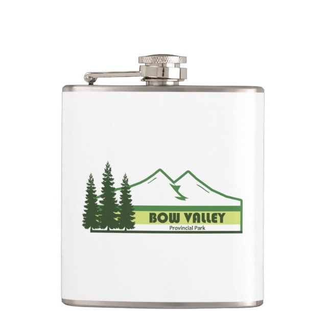 Bow Valley Provincial Park Green Stripes Hip Flask (Front)