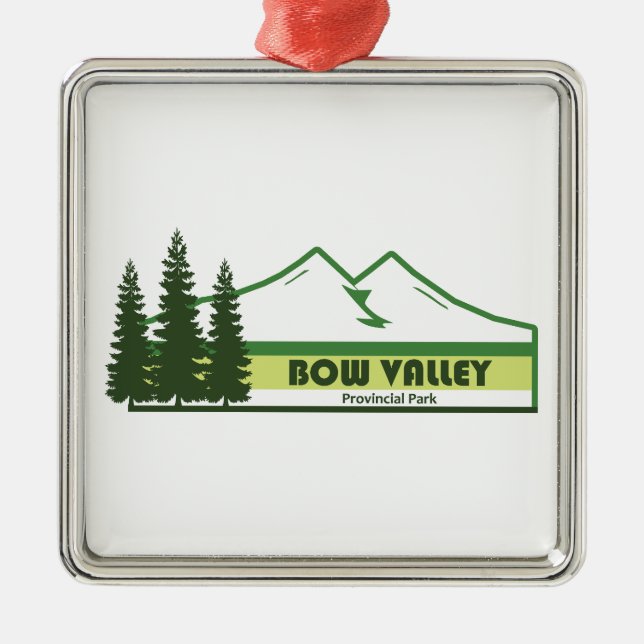 Bow Valley Provincial Park Green Stripes Metal Tree Decoration (Front)