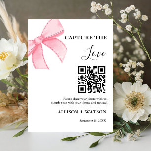 Bow wedding Capture love QR code wedding photo Pedestal Sign