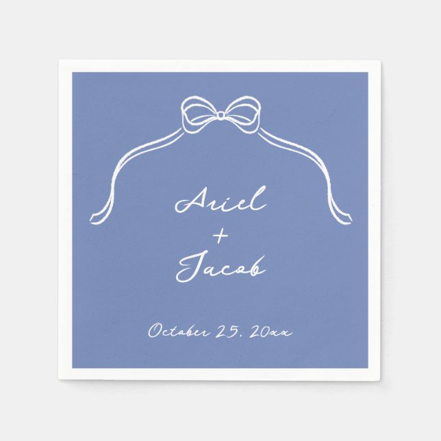 Bow Wedding Paper Napkins, Standard Cocktail Napkin (Front)