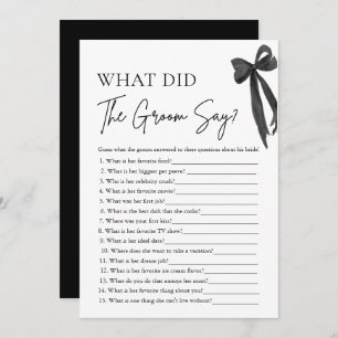 Bow What Did The Groom Say Bridal Shower Game Invitation