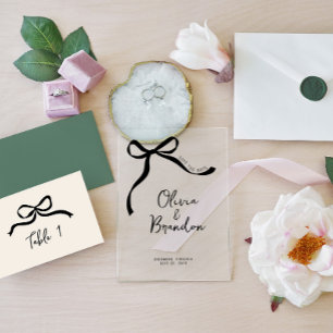 Bow whimsical hand drawn personalised acrylic invitations