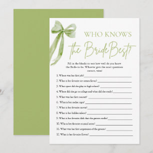 Bow Who Knows The Bride Best Bridal Shower Game Invitation
