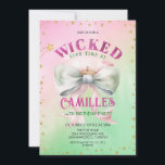 Bow Wicked Birthday Party  Invitation<br><div class="desc">Are you a good witch or a bad witch! Host a Wicked birthday party with this beautiful pink and green  invitation. Personalise with your party details.</div>