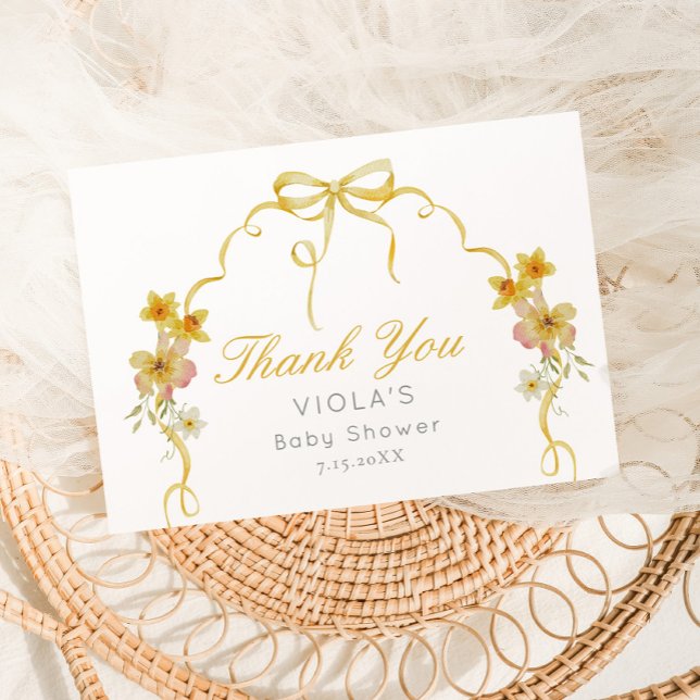 Bow wildflower Baby Shower Thank you card (Creator Uploaded)