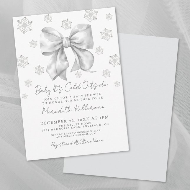 Bow Winter Baby Shower Invitation (Bow Winter Baby Shower Invitation)