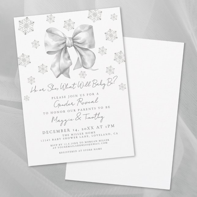 Bow Winter Gender Reveal Invitation (Bow Winter Gender Reveal Invitation)