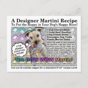 Bow Wow Martini for Dogs Recipe Postcard
