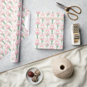 Bow Wrapping Paper, Pink Floral Gift Wrap