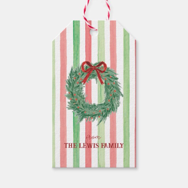 Bow Wreath Christmas Gift Tag (Front)