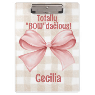 "Bowdacious" gingham with watercolor bow classic  Clipboard