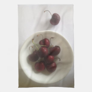 Bowel of cherries tea towel