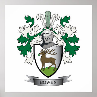 Bowen Family Crest Coat of Arms Poster