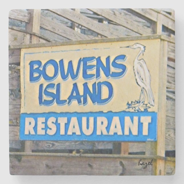 Bowens Island Restaurant, James Island, Charleston Stone Coaster (Front)