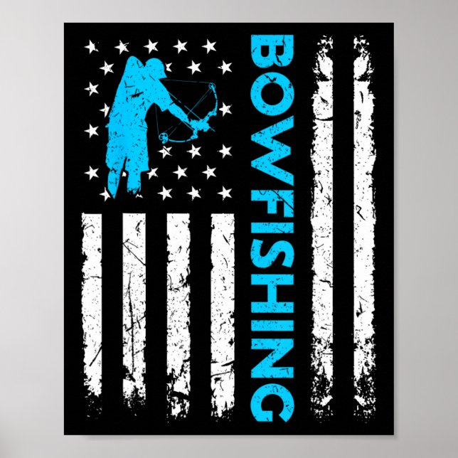 Bowfishing Us Flag Vintage Fishing Bowfish Hunter  Poster (Front)