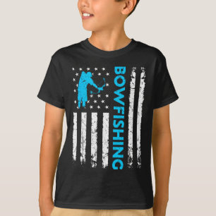 Bowfishing Us Flag Vintage Fishing Bowfish Hunter T-Shirt