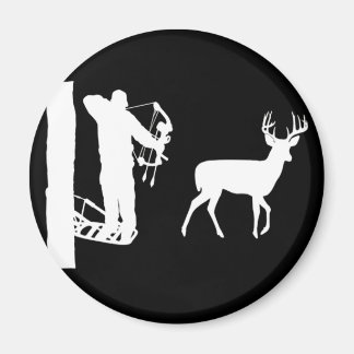 Bowhunter in Treestand Shooting Deer Magnet