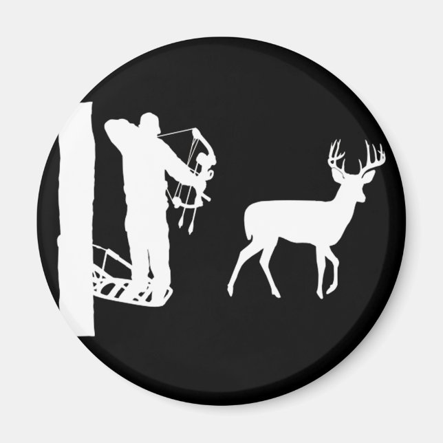 Bowhunter in Treestand Shooting Deer Magnet (Front)