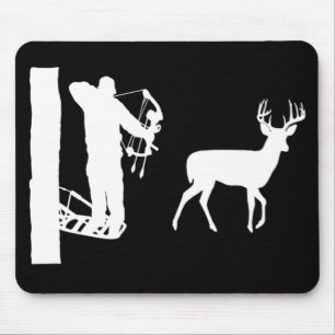 Bowhunter in Treestand Shooting Deer Mouse Mat