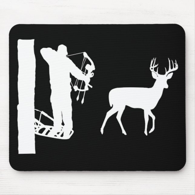Bowhunter in Treestand Shooting Deer Mouse Mat (Front)