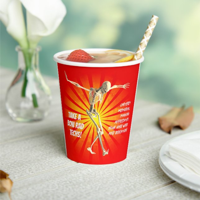 Bowing Skeleton Rad Tech Appreciation Paper Cups (Insitu)
