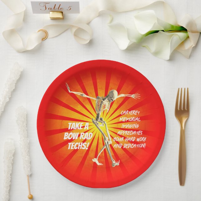 Bowing Skeleton Rad Tech Appreciation Paper Plate (Wedding)
