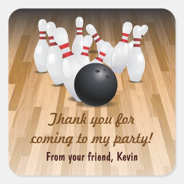 Bowl a Strike Thank You Bowling Party Sticker (Front)