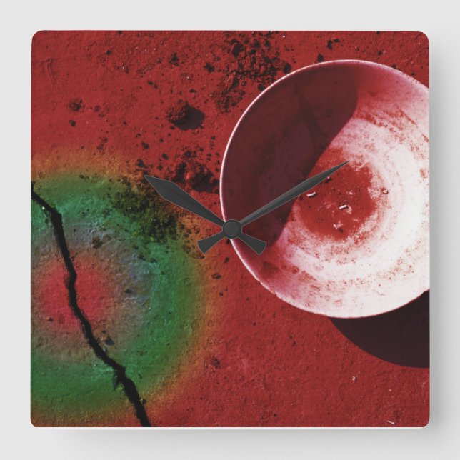Bowl and Crack Square Wall Clock (Front)