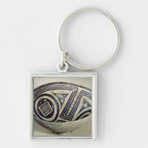Bowl decorated with a geometric pattern key ring