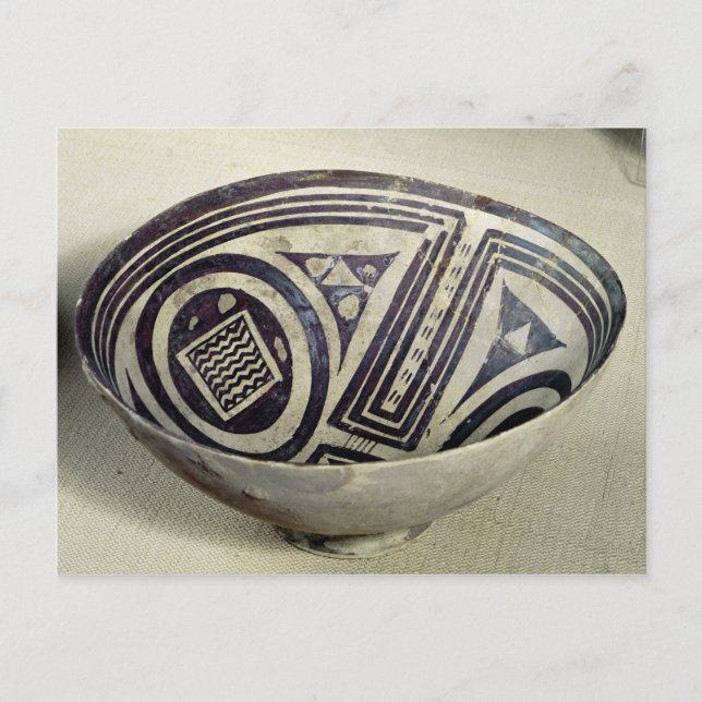 Bowl decorated with a geometric pattern postcard (Front)