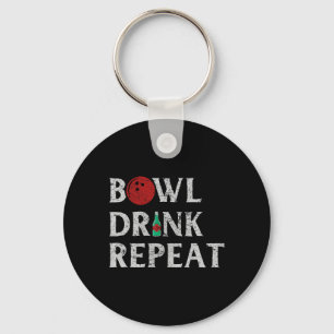Bowl Drink Repeat Cool Bowling Game Drinking Lover Key Ring
