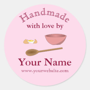 Bowl Handmade By Round Sticker Personalised Baking