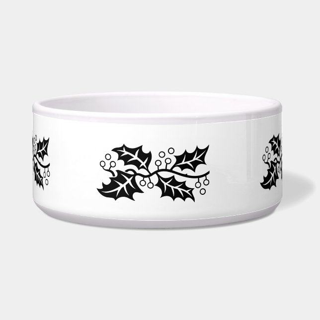 Bowl - Holly Leaves in Black and White (Front)