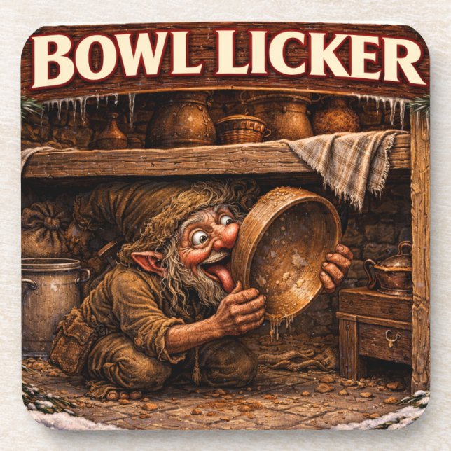 Bowl Licker Icelandic Yule Lad Coaster (Front)