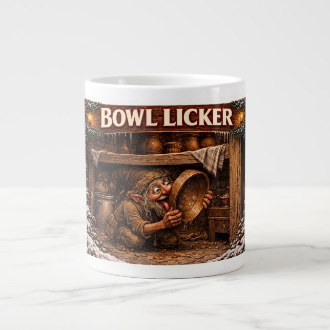 Bowl Licker Icelandic Yule Lad Large Coffee Mug (Front)