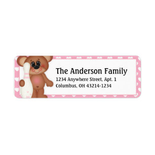 Bowl Me Over Valentine Bear Address Labels d1