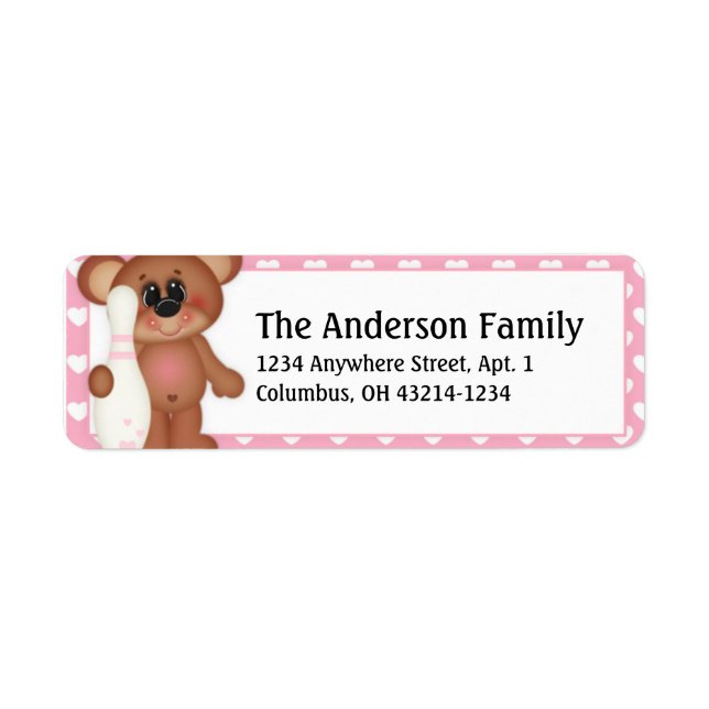 Bowl Me Over Valentine Bear Address Labels d1 (Front)