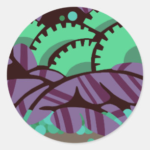 Bowl O' Berries in Taupe and Mint Classic Round Sticker