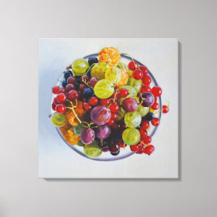 Bowl of Berries – Hyperrealistic Fruit Still Life Canvas Print
