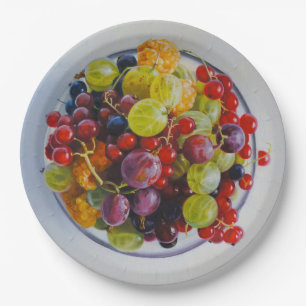 Bowl of Berries – Hyperrealistic Fruit Still Life Paper Plate