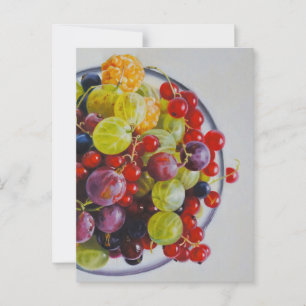 Bowl of Berries – Hyperrealistic Fruit Still Life Postcard