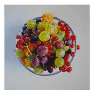 Bowl of Berries – Hyperrealistic Fruit Still Life Poster