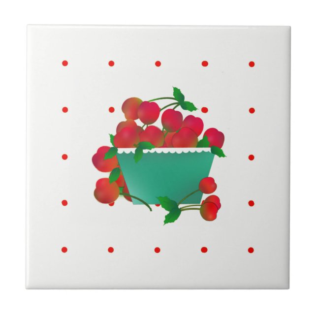 Bowl of Cherries Ceramic Tile (Front)
