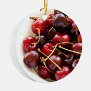 bowl of Cherries Ceramic Tree Decoration
