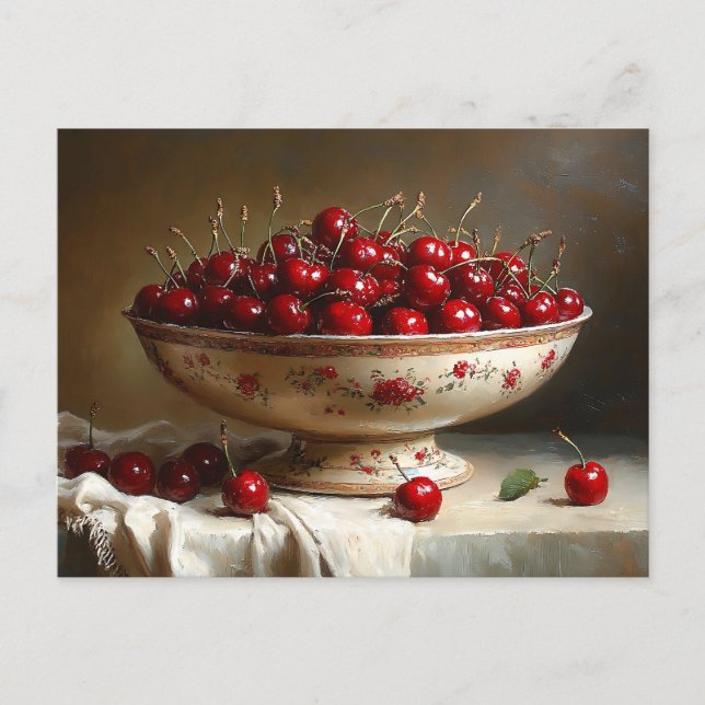 Bowl of Cherries Painting Postcard (Front)