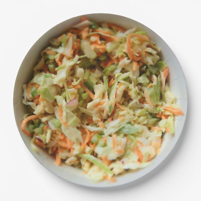Bowl of Coleslaw Disposable Paper Plates (Front)
