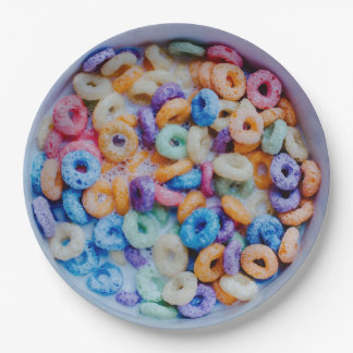 Bowl of Colourful Cereal Disposable Paper Plates