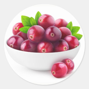 Bowl of cranberries classic round sticker