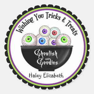 Bowl of Eyeballs Halloween Treat Stickers