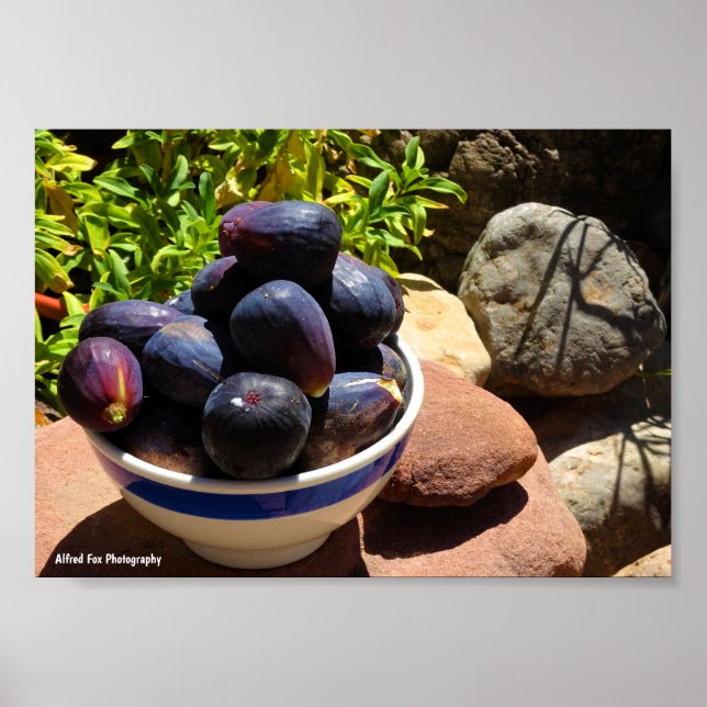 Bowl of Fig Fruit on Stone Poster (Front)